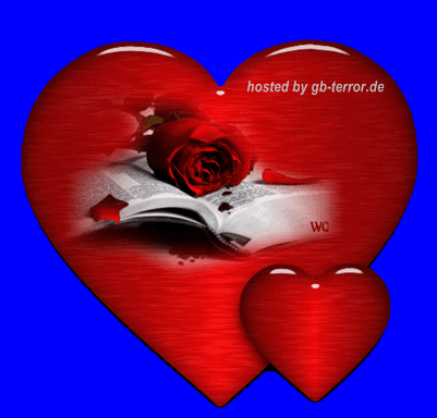 Rote Herzen mit roter Rose
