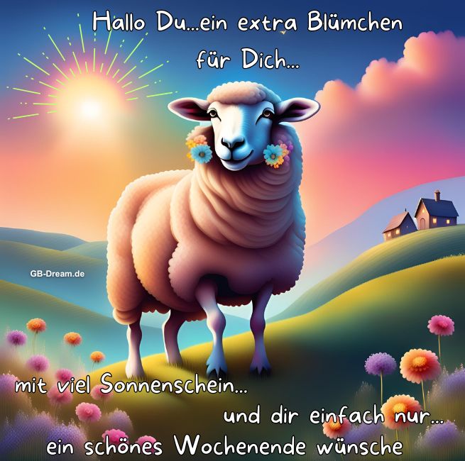 Hallo du, ein extra Blümchen für Dich, mit viel Sonnenschein, und dir einfach nur, <br />
ein schönes Wochenende wünsche.