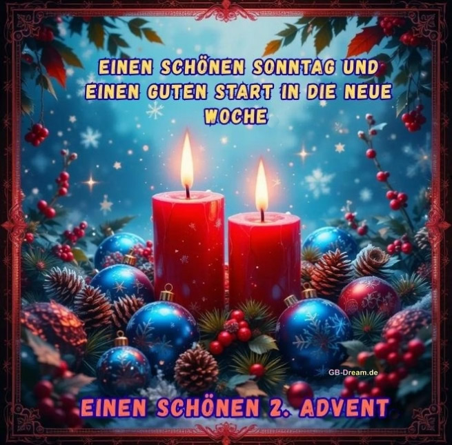 Einen schönen Sonntag und einen guten Start in die neue Woche.<br />
Einen schönen 2. Advent.