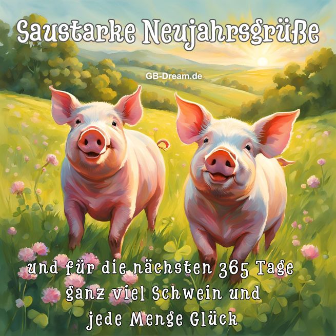 Saustarke Neujahrsgrüße und für die nächsten 365 Tage ganz viel Schwein und<br />
 jede Menge Glück.